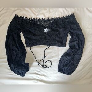 TigerMist off the shoulder long sleeve crop top